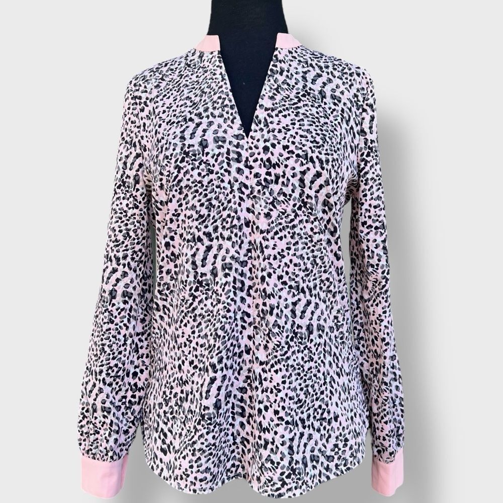 Banana Republic Leopard and Pink Long Sleeve Blouse | Women's XS
